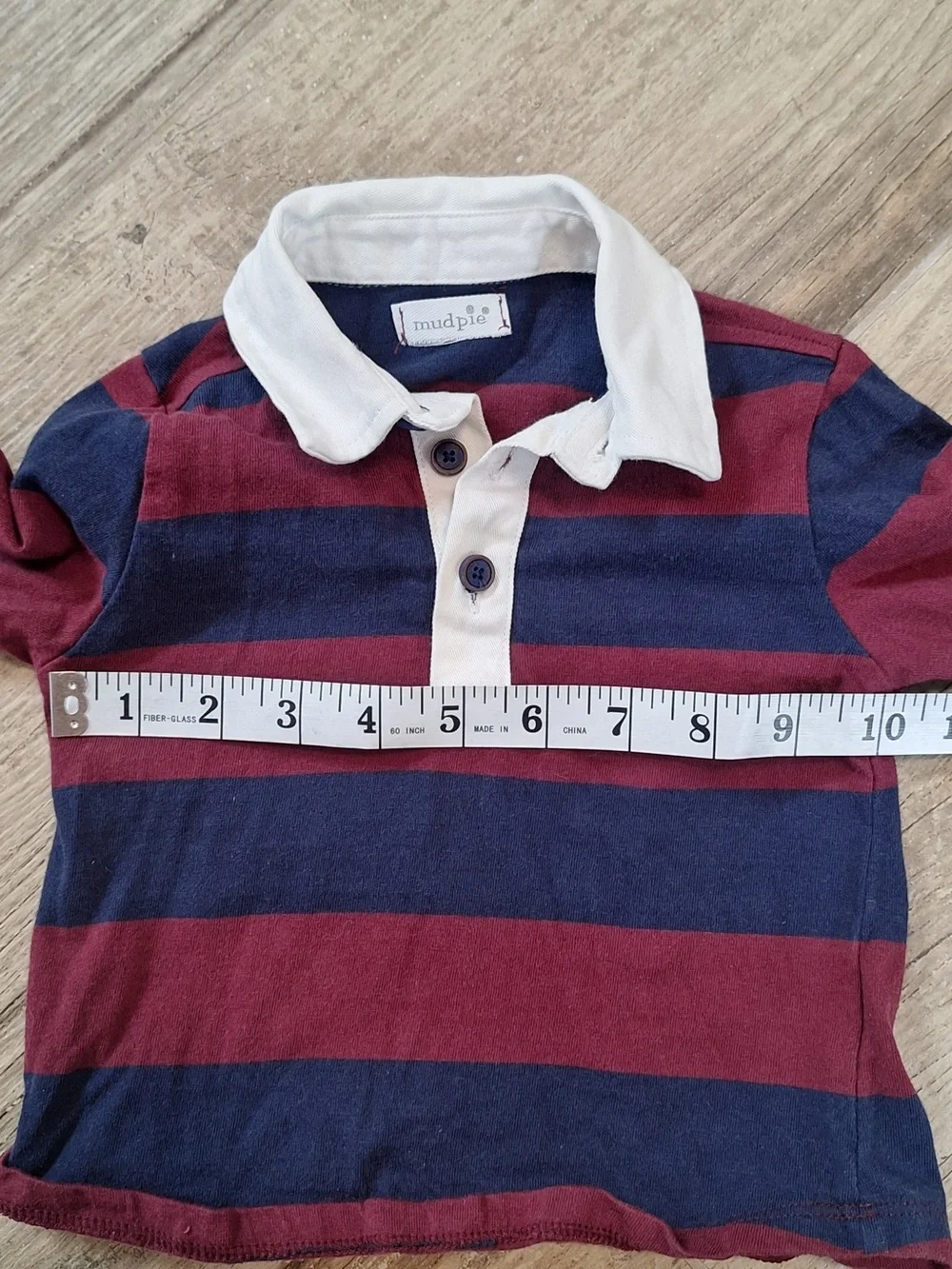 Mud Pie Baby Boy Striped Rugby Polo Long Sleeve Fits 9 Month